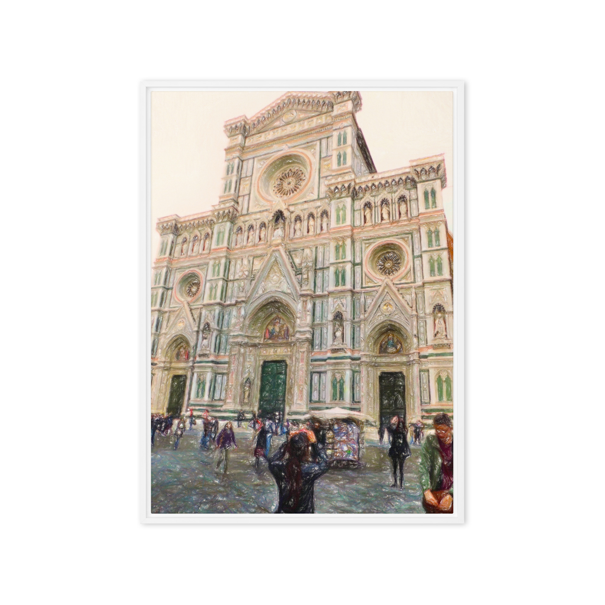 Facciata Duomo Firenze Santa Maria del Fiore rosone marmi policromi disegno artistico quadro tela cornice Marco Consiglio