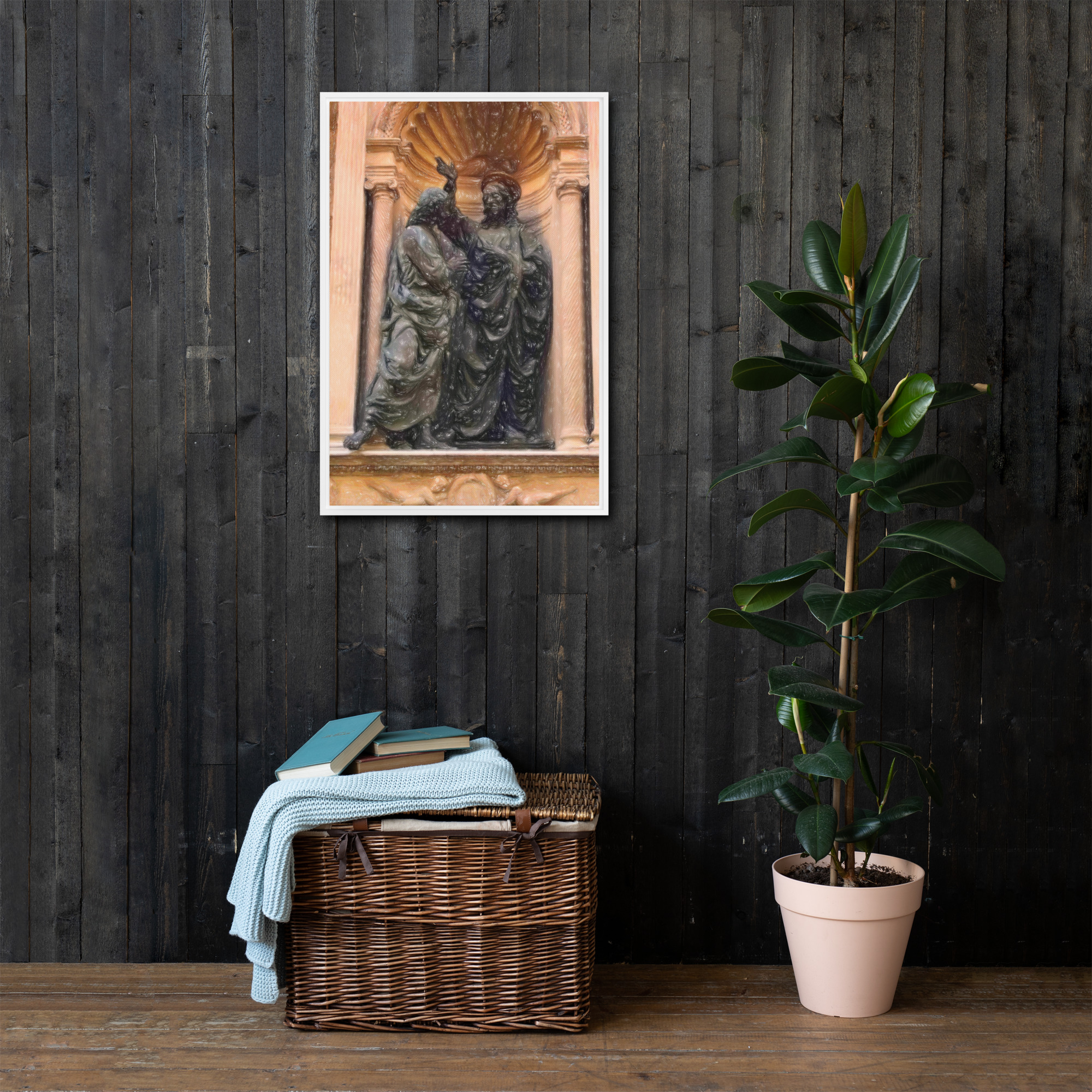 Incredulita San Tommaso Verrocchio nicchia Orsanmichele Firenze statua bronzo quadro su tela cornice Marco Consiglio