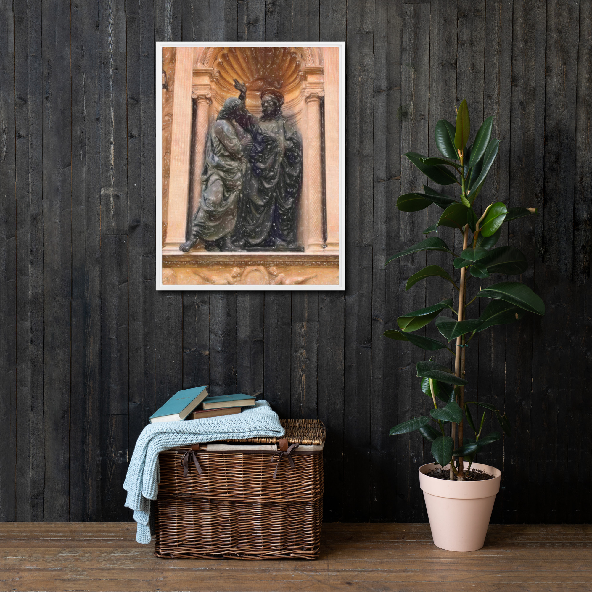 Incredulita San Tommaso Verrocchio nicchia Orsanmichele Firenze statua bronzo quadro su tela cornice Marco Consiglio
